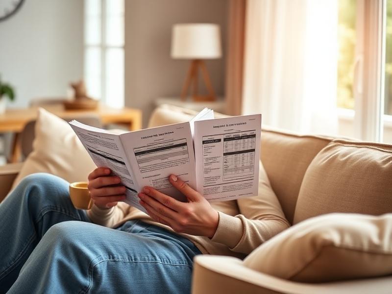 Člověk studující finanční dokumenty v klidu domova